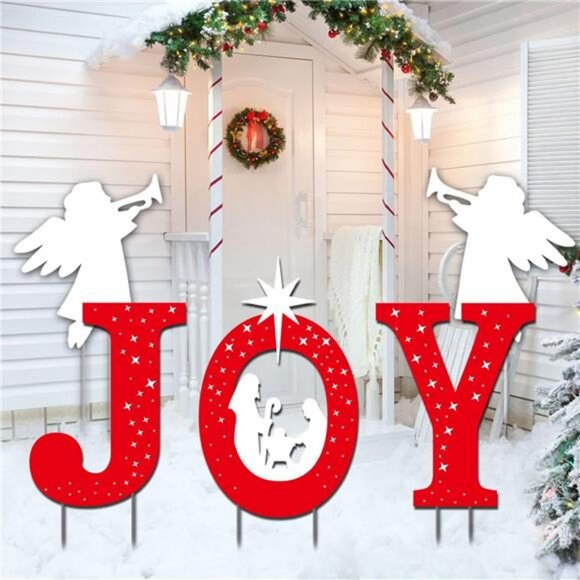 Outdoor Christmas Decorations -JOY Nativity Sets for Christmas Outdoor Xmas - Picture 1 of 8
